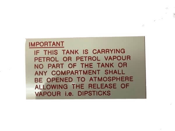 PETROL VAPOUR LABEL