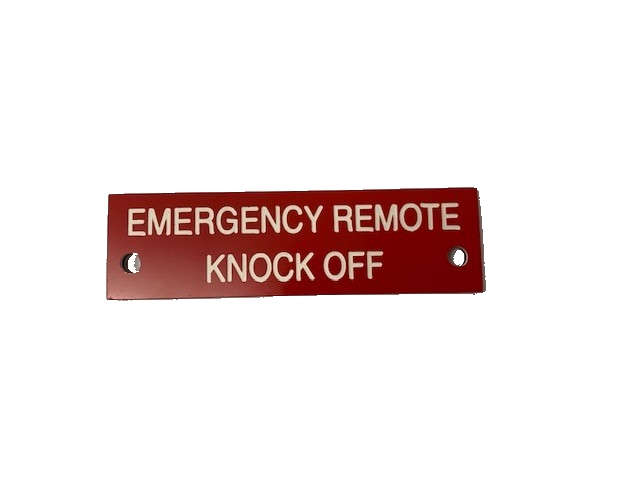 EMERGENCY K/OFF LABEL  [WHITE FIG,RED BACKGROUND]