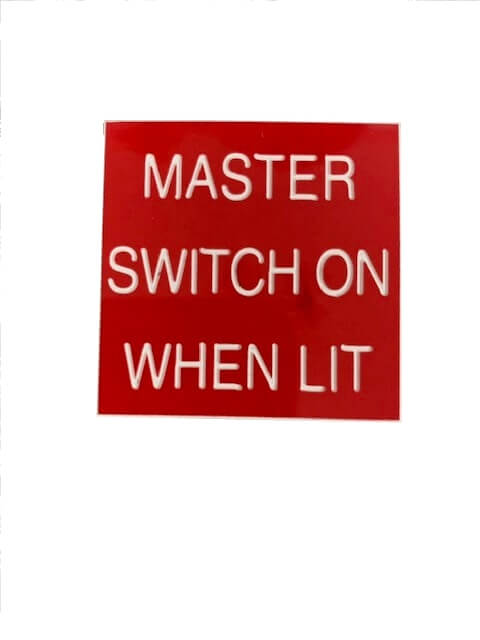 MASTER SWITCH ON WHEN LIT LABEL - 40mm x 40mm