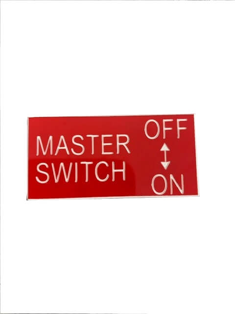 MASTER SWITCH OFF / ON LABEL  ( RED-WHITE ) 50mm x 25mm (PACK OF 6)