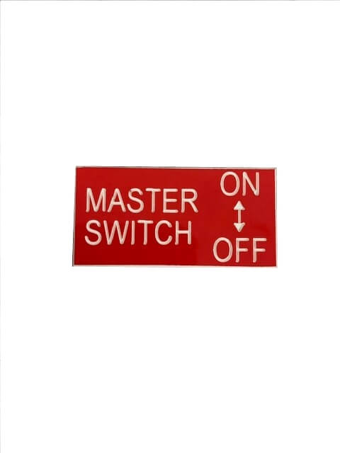 MASTER SWITCH ON / OFF LABEL  ( RED-WHITE ) 50mm x 25mm (PACK OF 6)