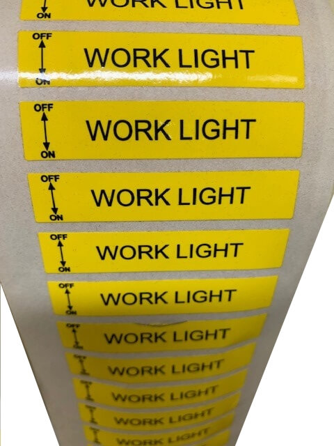 WORK LAMP ON OFF LABEL (PACK OF 6)
